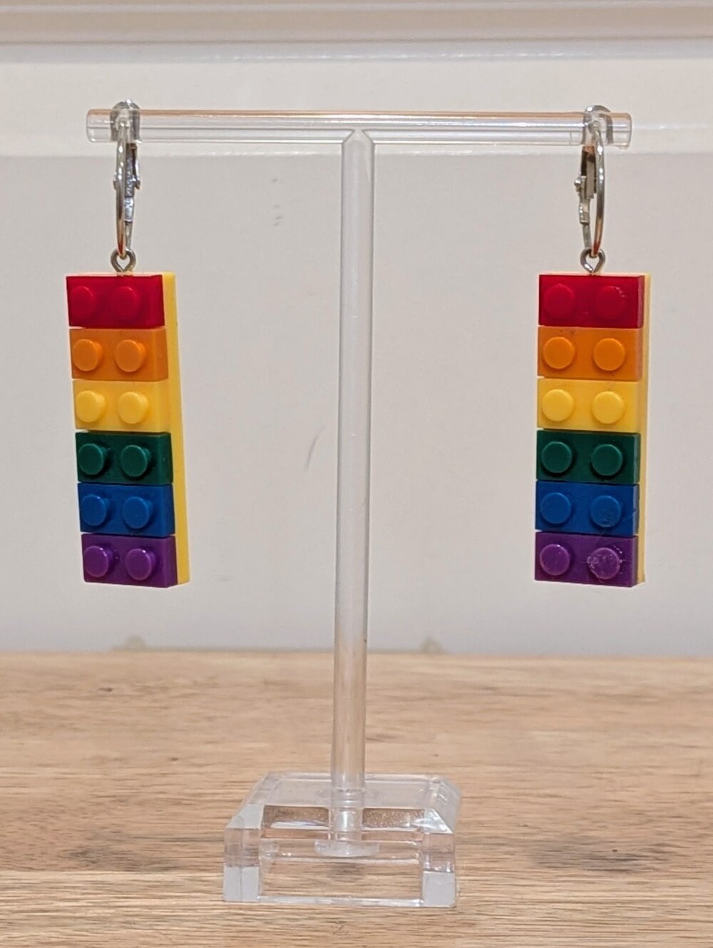 EUC Rainbow Lego LGBTQIA2S Pride Themed Dangle Earrings